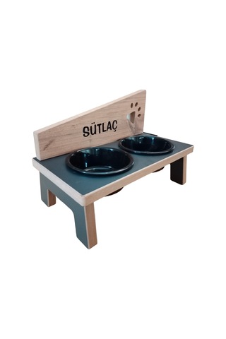 Realwood Özel İsimli Seramik Kaseli Kedi Köpek Mama Su Kabı Standı 800 ML