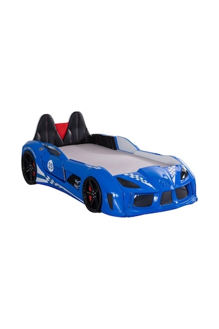 Setay Arabalı Yatak, Raceing Car V8 Full Ledli Koltuklu Arabalı Yatak - Mavi 100x190