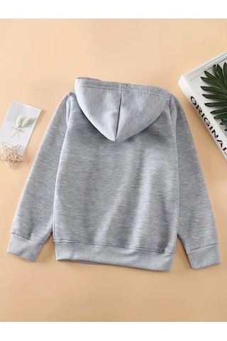 Uyguntarz Unisex Sevimli Pati Kalp Baskılı Oversize Genel Gri
