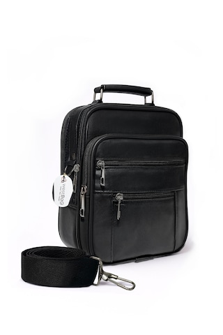 Westbag Erkek Siyah Çelik Kasalı Hakiki Deri El Ve Omuz Çantası Ayarlanabilir Askılı Büyük Boy