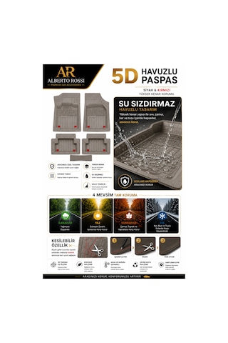 Nissan Navara 2018 Model Uyumlu Enerji Gri 5d Havuzlu Paspas Yumuşak Kaymaz Taban