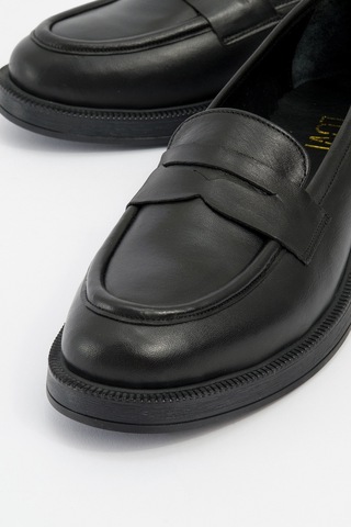 Luvishoes Luvi Shoes Pline Siyah Cilt Hakiki Deri Kadın Loafer Ayakkabı Siyah