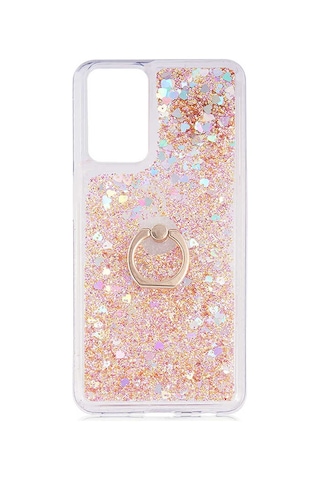 Flody Samsung Uyumlu Galaxy S23 Fe Kılıf Sulu Simli Akışkan Silikon Yüzüklü Gold
