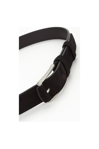 Fossil Hakiki Süet Deri 4 Cm Yarma Spor Kemer Siyah Siyah