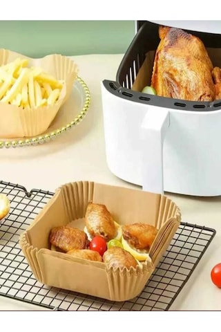 Air Fryer Pişirme Kağıdı Yağlı Kağıt Kare Kraft 16cm Kare Lüx Pişirme Kağıdı 50 Adet Kağıt Kahvereng Diğer