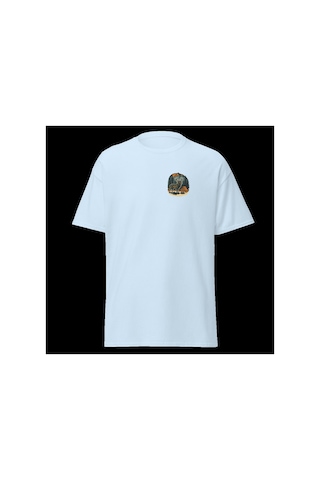 Wildstyle Geyik Renkli Vintage Yaban Hayat Doğa Orman Dağ Baskılı Unisex Bisiklet Yaka Pamuklu Tişört Bebek Mavisi