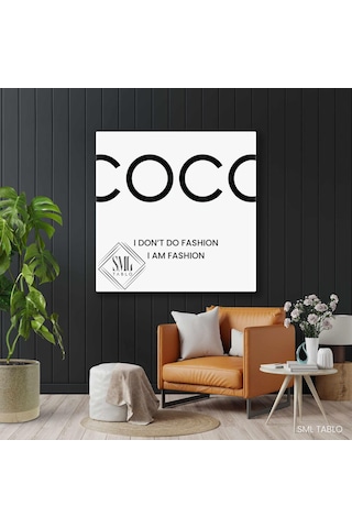 Coco Chanel Sözü Tipografik Moda Öncüsü Kanvas Tablo 100x100 Cm