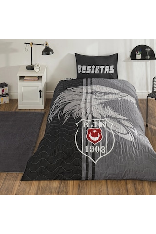 Taç Lisanslı Kapitoneli -beşiktaş Taraftar-tek Kişilik Nev.takımı Siyah - Beyaz