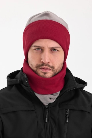 Hünkar Sytle, Çift Renk Çift Kat Katlanabilir Yumuşak Erkek Bere Boyunluk Takım - Standart / Gri-bordo Gri-bordo