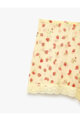 Koton Dantel Detaylı Desenli Rahat Kesim Şort Pijama Altı Ekru Desenli 6slk80046mk