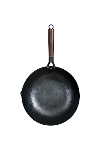 Saf Demir Wok Dökme Demir Kızartma Tavası Kaplamasız Gazlı Ve siyah