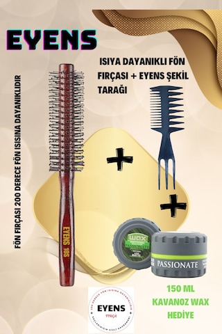 Eyens 2'li Profesyonel Erkek Fırça Tarak Seti 150 Ml Kavanoz Wax Hediye