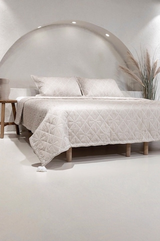 Koza Home Stella Bej Çift Kişilik Baklava Desenli Yatak Örtüsü 230x250 2 Ya Bej