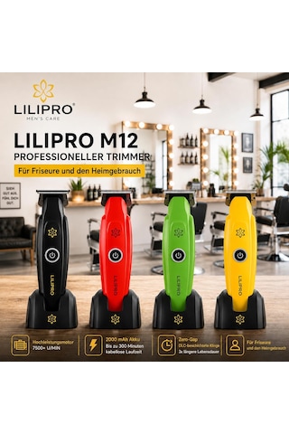 M12 Profesyonel Saç Sakal Kesme Ve Tıraş Makinesi Şarjlı Kablosuz Ense Çizim Makinesi Zero-gap Dlc T-bıçak 7500 Rpm Usb-c 2000 Mah Berber & Ev Tipi Kırmızı