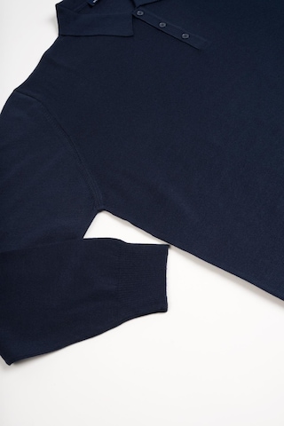 Woolen World Polo Yaka Battal Büyük Boy Yünlü Triko Kazak Lacivert