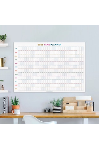 2027 Yıllık Planlayıcı Duvar Takvimi, 2027 Yıllık Duvar Takvimi, Rengarenk Minimalist Tasarım