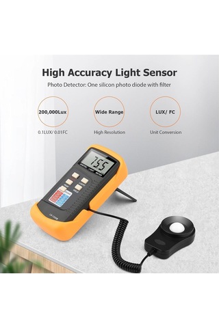 Işık Yoğunluk Test Cihazı Dijital Illuminance Işık Sayaç Kılavuzu 200-200.000 Lux Lcd Fotometre