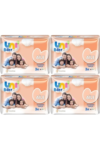 Uni Baby Islak Havlu Mendil Aile 52 Yaprak 12 Li Set 4pk 3 Islak Mendil