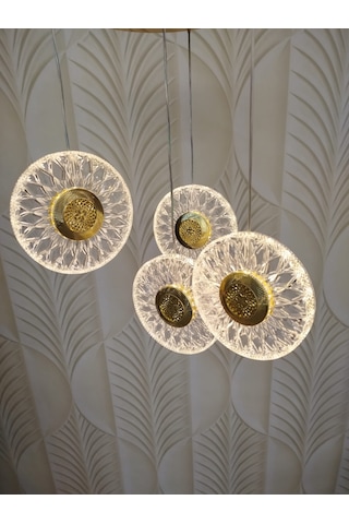 Şık Tarz Modern Led Avize Gold Ledli Salon Avize