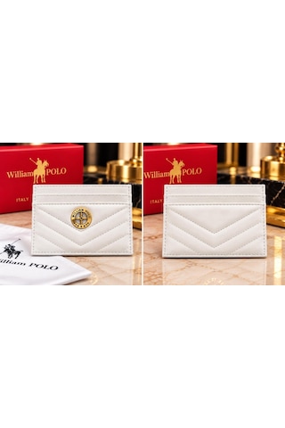 Williampolo Anka Hakiki Deri Unisex Kartlık-ince Tasarım Beyaz