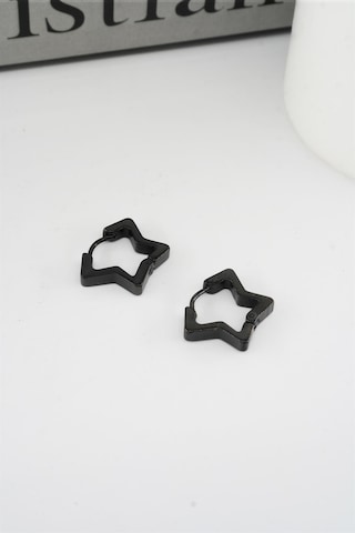 Kadın 316 L Paslanmaz Çelik 1,5 Cm Yıldız Model Küpe - Siyah