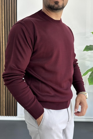 Edwox Erkek Bisiklet Yaka Normal Kalıp Kazak Bordo Edw410 Bordo