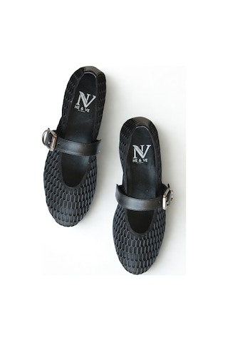 Ne&ve Shoes Siyah File Tek Bantlı Günlük Rahat Babet