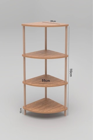 Mutfak Banyo Dolabı Rafı Çok Amaçlı Organizer Raflar Köşelik Ahşap Raflı 4 Katlı Beyaz 110x39 - Atlantik Çam Naturel