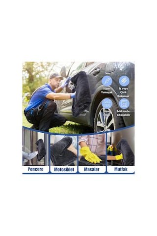 Polham 40x60cm 1200gsm Süper Su Emici Özellikli Mikrofiber Araç Kurulama Havlusu, Çizik Ve İz Bırakmaz Bez