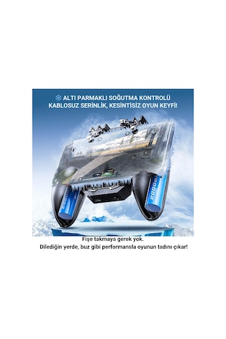 Polham 6 Parmak Kontrollü Radyatörlü Soğutmalı 4000mah Bataryalı Profesyonel Oyun Gamepadi Pubg, Cod, Free Fire Ve Tüm Mobil Oyunlar İçin