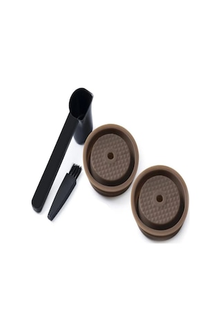 Ximistore9 2'li Yeniden Kullanılabilir Silikon Kapsül Kapağı Vertuo/vertuoline İçin - Kaşık Ve Fırça Dahil Siyah, Kahverengi