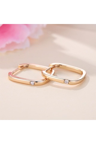 Lüks Altın Rengi Geometrik Kare Halka Küpeler Kadınlar İçin Minimalist Küçük Daire Küpe Trend Düğün Takısı