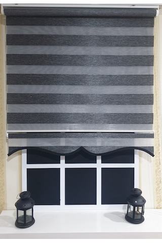Zebra Stor Perde Organze Siyah Kırçıl Etek Dilimli Stb904 Siyah