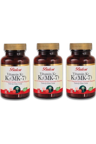 Balen K2 Mk-7 Vitamin K2 ve D Vitamini 450 MG 60 Kapsül x 3 Adet