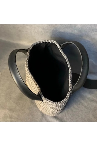 Uretti - Esra 6723 - El Örgüsü Gri Makrome İp Çanta Gri