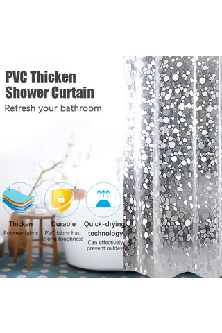 Neevoyu Banyo İçin Su Geçirmez Pvc Perde - Elmas Taşı Desenli - 180x180 Cm - 12 Adet Kanca İle Beyaz