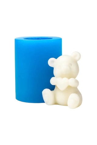 Kalp Tutan Ayı Silikon Kalıbı - 3 Cm