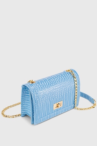 Housebags Kadın Mavi Zincirli Kilitli Timsah Desenli Çapraz Askılı Çanta 224 Mavi