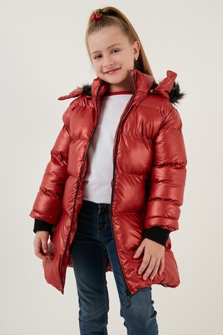 Lela Peluş Astarlı Yakası Suni Kürklü Çıkarılabilir Kapüşonlu Kışlık Kız Çocuk Mont 5761908 Kırmızı