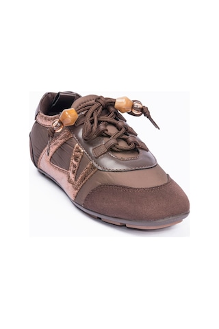 Mubiano Kadın Sneaker Bronz Detaylı Lastik Bağcıklı Günlük Spor Ayakkabı Zinya Kahverengi Kahverengi/bronz