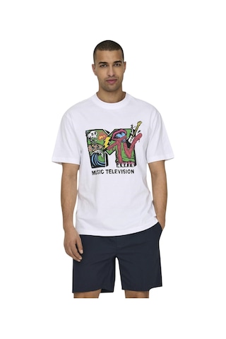 Only Erkek O Yaka T-shirt 22029523 Beyaz