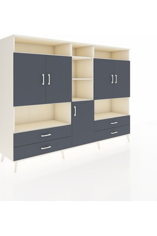 Hyperion Dolap 12 Raflı 4 Çekmeceli 5 Kapaklı 220x44x163 Aytaşı-a Aytaşı-antrasit