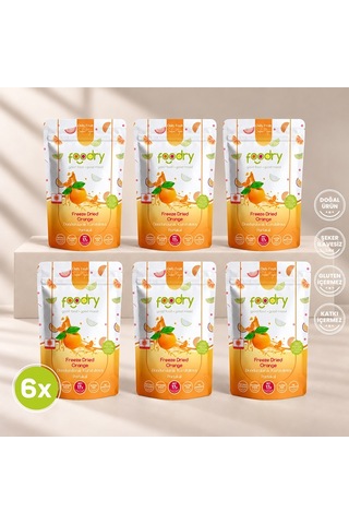 Foodry Dondurularak Kurutulmuş Portakal Freeze Dry Orange Katkısız Çıtır Meyve Atıştırmalığı 6 x 17 G