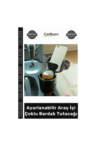 Özel Üretim Döner Yapılı Fonksiyonel Bardaklık Siyah Ayarlanabilir Araç İçi Çoklu Bardak Tutacağı