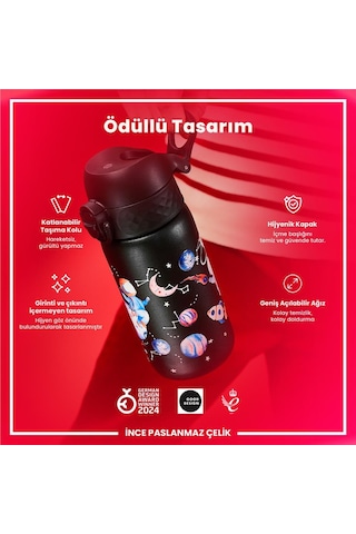 Ion8 - Paslanmaz Çelik Çocuk Suluk - Uzay - 400 Ml - Sızdırmaz Çok Renkli