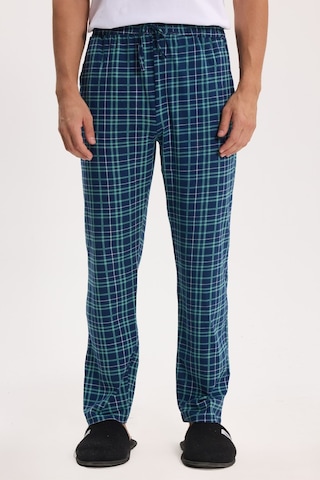 Tudors Erkek Standart Fit Normal Kesim Pamuklu Kareli Beli Bağcıklı Cepli Lacivert Pijama Altı-51263