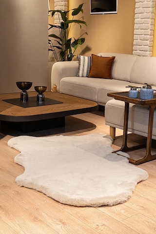 Apex Palma Vizon Peluş Post Şekilli Halı Vizon