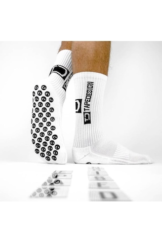 Kaydırmaz Silikon Tabanlı Pro Futbol Çorabı Havlu Taban Dikişsiz Beyaz
