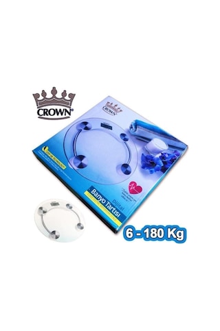 Crown 7007 Yuvarlak Şeffaf Dijital Cam Baskül Terazi