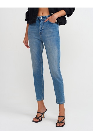 Dilvin Comfort Likra Denim Mom Pantolon Tint